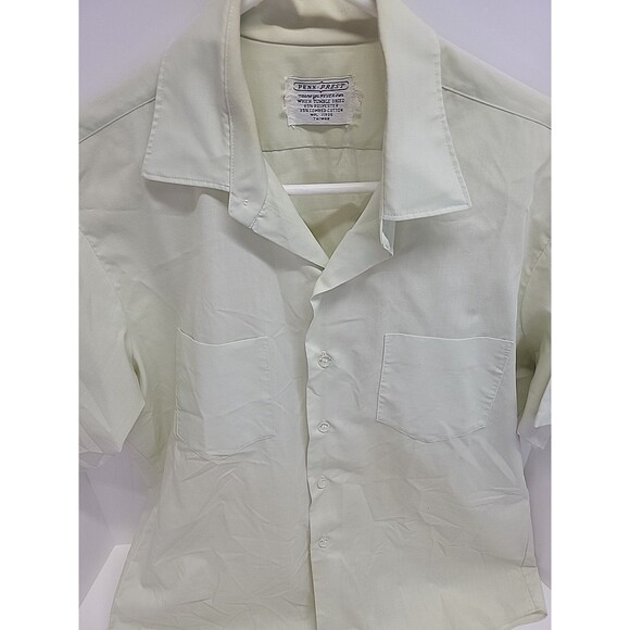 Penneys Towncraft Penn-Prest Men’s Vtg Short Sleeve Loop Collar Pocket Shirt L - Picture 2 of 9